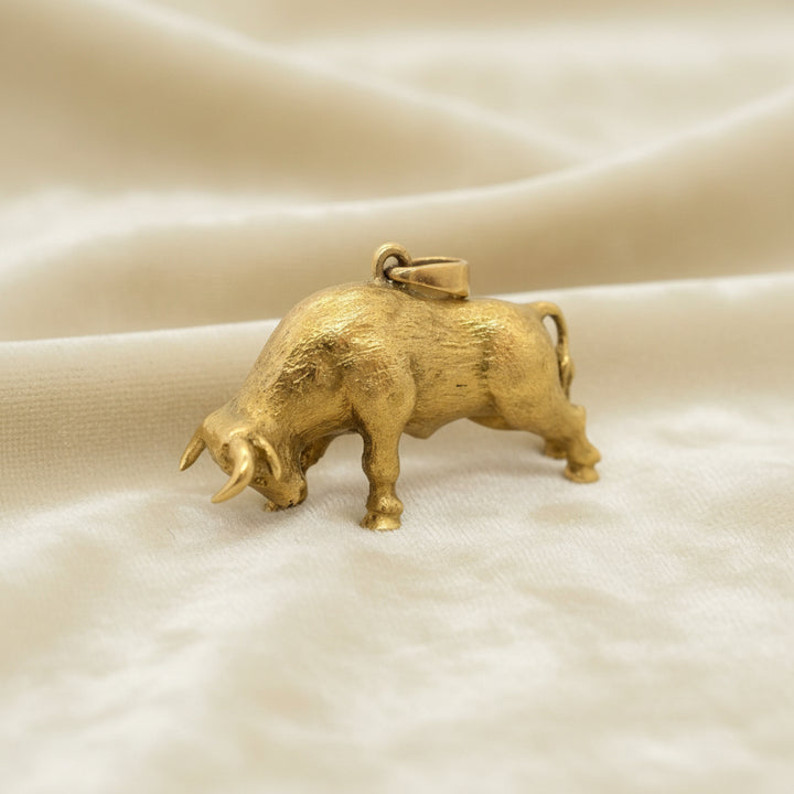 18k Gold Bull Pendant, Gift For Taurus, Solid Gold Jewelry.