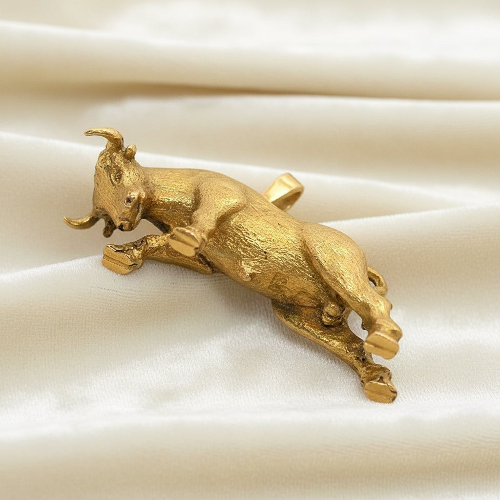18k Gold Bull Pendant, Gift For Taurus, Solid Gold Jewelry.