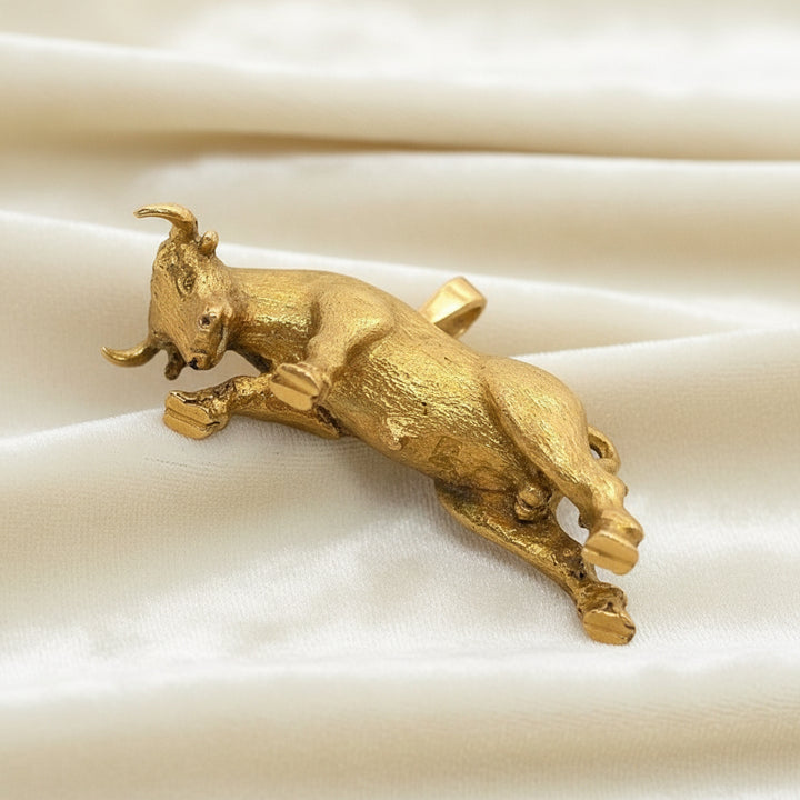 18k Gold Bull Pendant, Gift For Taurus, Solid Gold Jewelry.