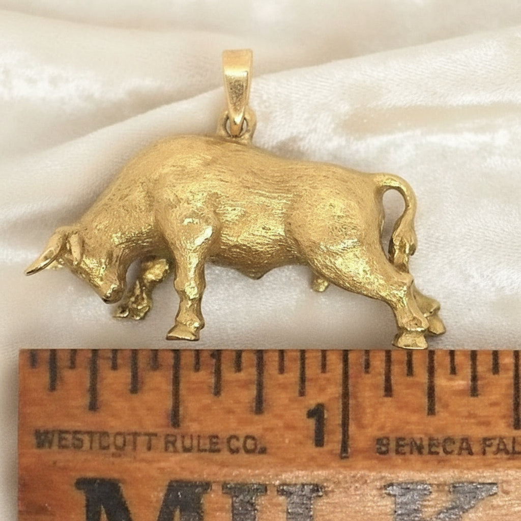 18k Gold Bull Pendant, Gift For Taurus, Solid Gold Jewelry.