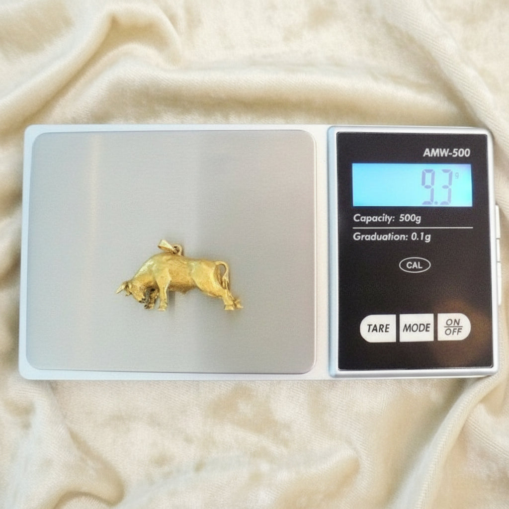 18k Gold Bull Pendant, Gift For Taurus, Solid Gold Jewelry.