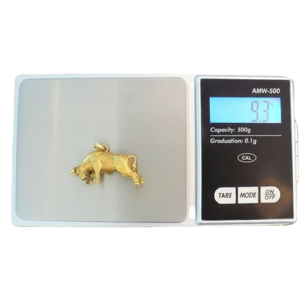 1980s Vintage 18k Gold Bull Pendant Gift For Taurus
