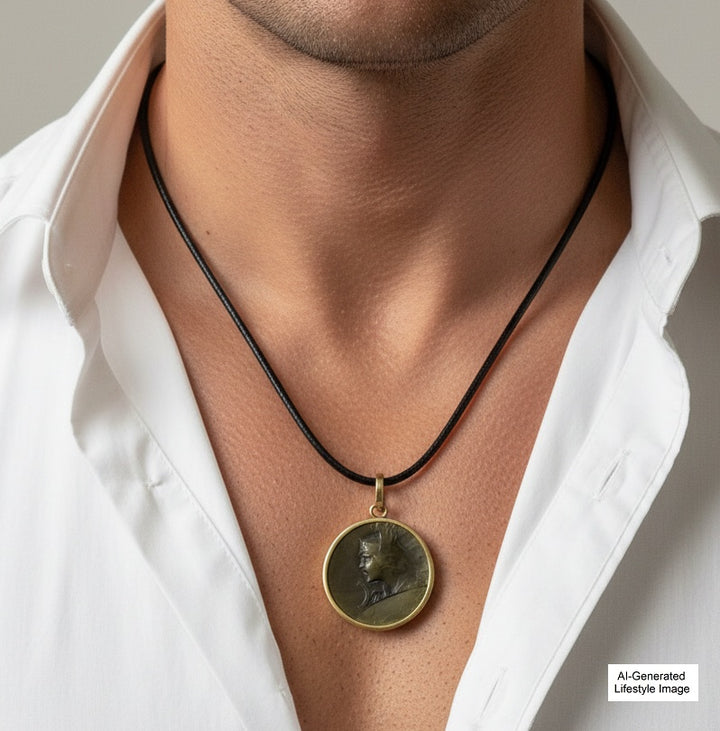 1980s Vintage Perseus 14k Gold Medallion Pendant