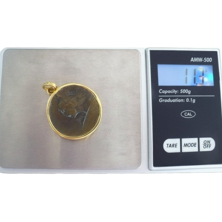 1980s Vintage Perseus 14k Gold Medallion Pendant