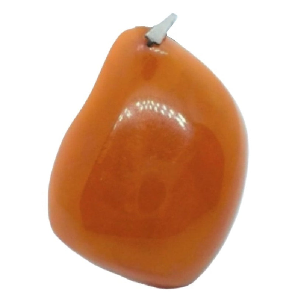 Large 1950s Vintage Soviet Baltic Amber Pendant, white background.