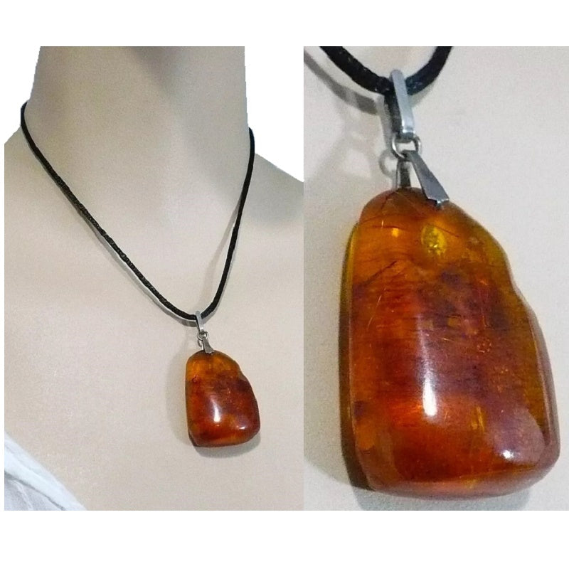 1950s Vintage Soviet Baltic Amber Pendant .