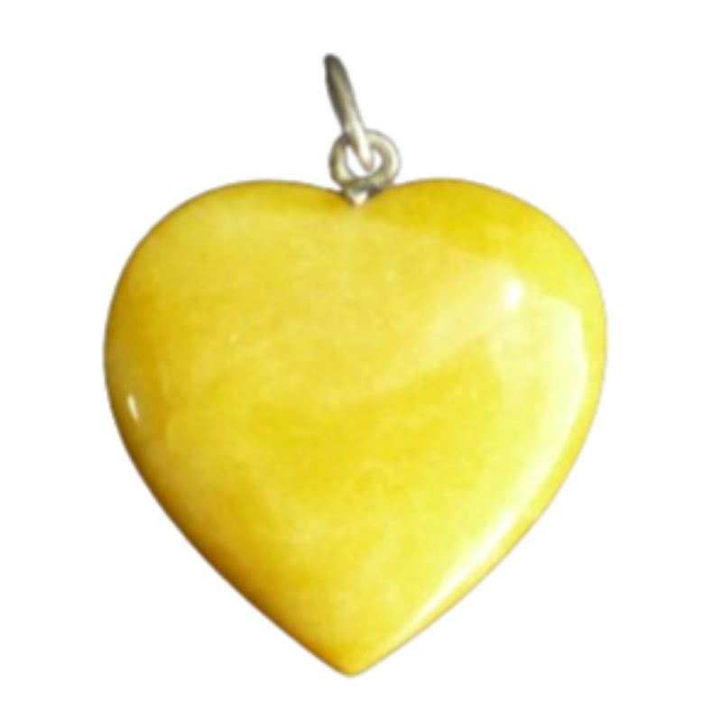 Carved Yellow Calcite Heart Pendant