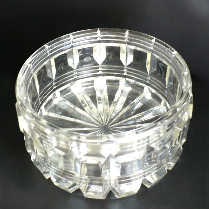 1950s Vintage Pour Le Bain-Heavy Cut Crystal Lidded Vanity Powder Box