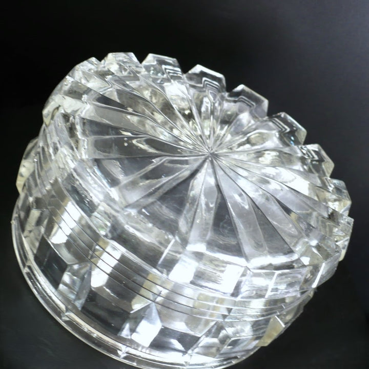 1950s Vintage Pour Le Bain-Heavy Cut Crystal Lidded Vanity Powder Box