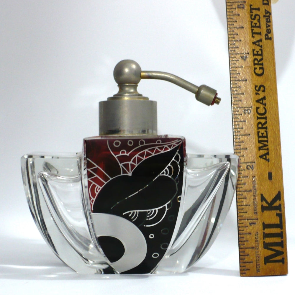 1930s Vintage Karl Palda Art Deco Atomizer Perfume Glass Bottle Czech Republic