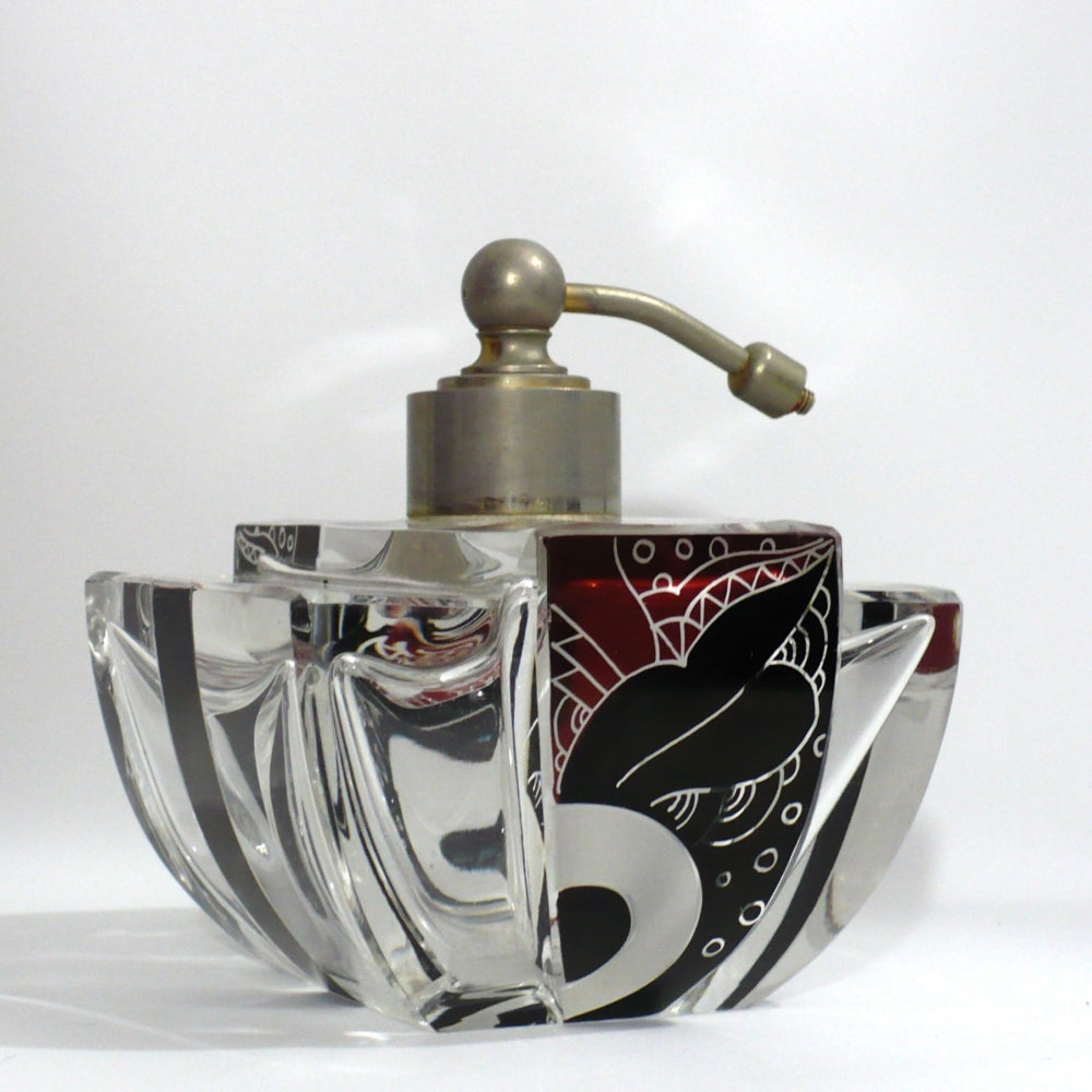 1930s Vintage Karl Palda Art Deco Atomizer Perfume Glass Bottle Czech Republic