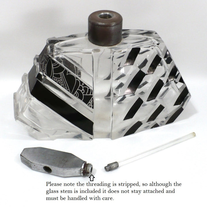1930s Vintage Karl Palda Art Deco Atomizer Perfume Czech Glass Vanity Bottle
