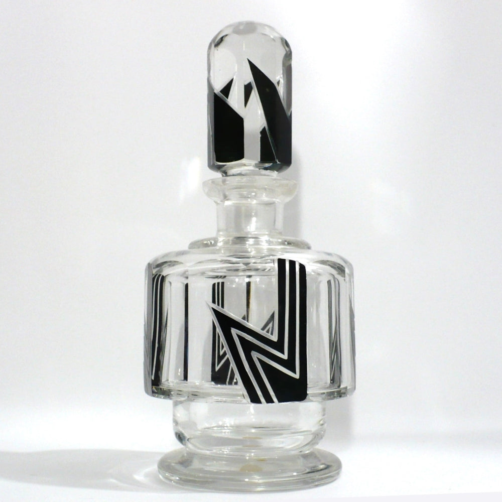 1930s Vintage Black Art Deco Palda Cologne Decanter.