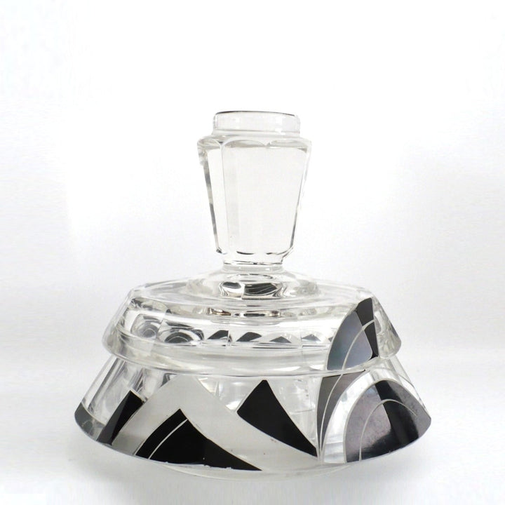 1930s Karl Palda Art Deco Vanity Powder Jar, view 1 rotation.