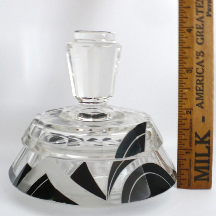 1930s Vintage Karl Palda Art Deco Vanity Trinket Box Container Czech Glass