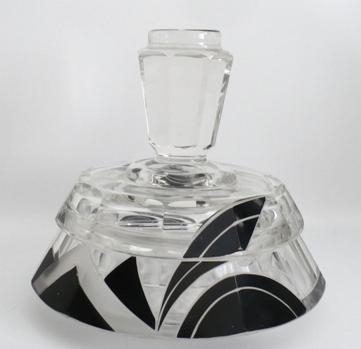 1930s Vintage Karl Palda Art Deco Vanity Trinket Box Container Czech Glass