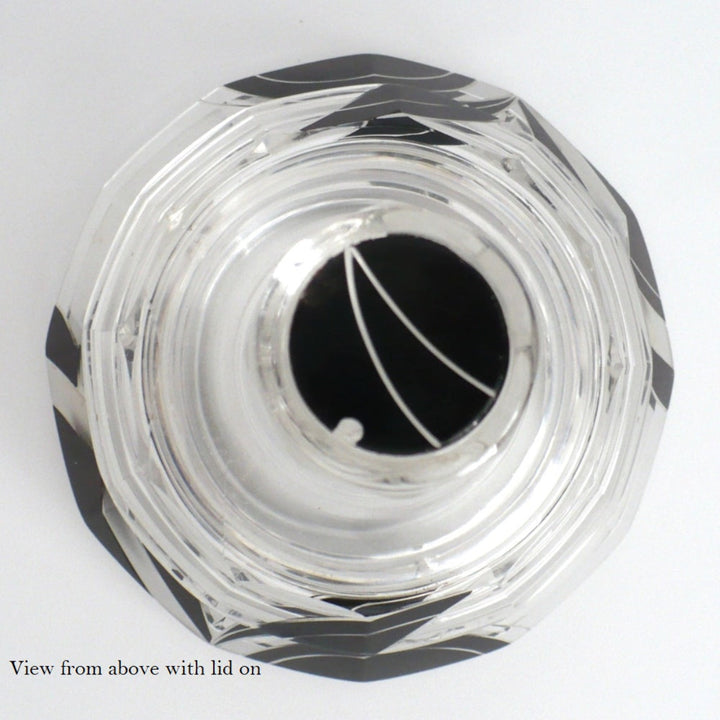 1930s Karl Palda Art Deco Vanity Powder Jar, view from above with lid on.