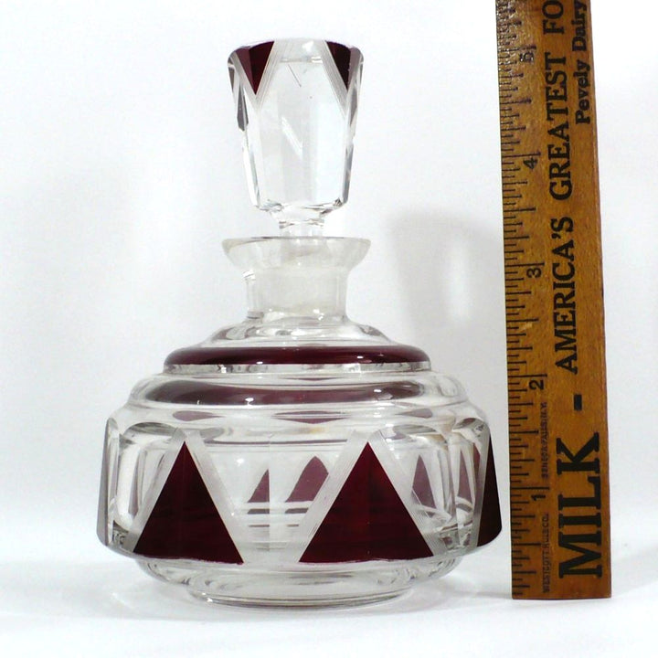 1930s Karl Palda Red Atr Deco Cologne Decanter & Stopper.