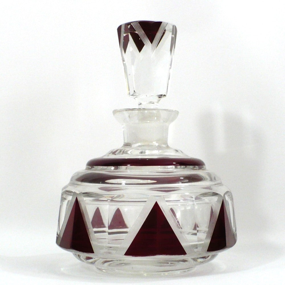 1930s Karl Palda Red Atr Deco Cologne Decanter & Stopper.