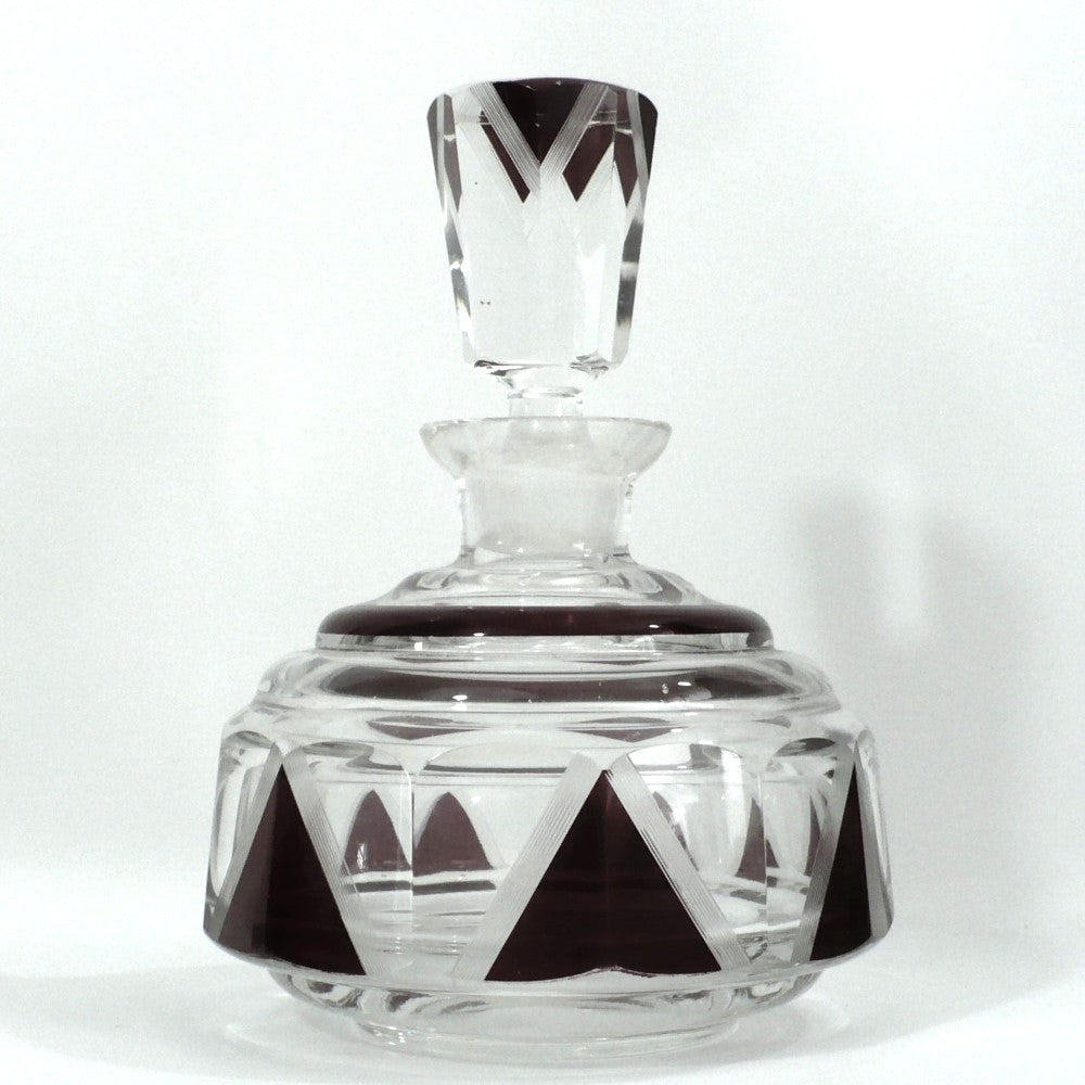 1930s Karl Palda Red Atr Deco Cologne Decanter & Stopper.