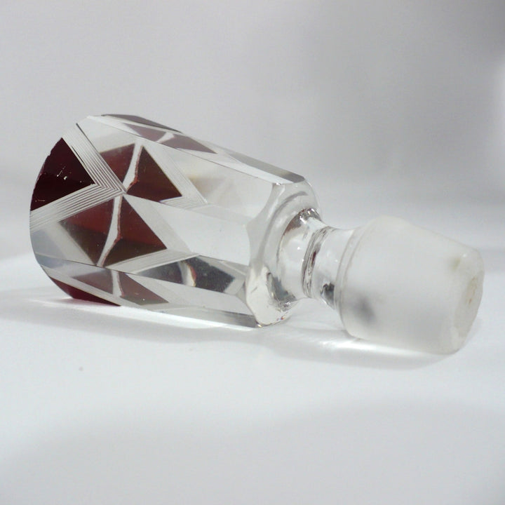 1930s Vintage Karl Palda Red Art Deco Perfume Bottle & Stopper Vanity Czech Glass