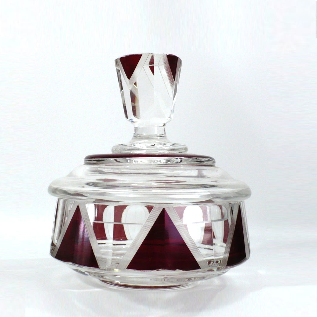 Karl Palda small crystal powder or trinket box with its original cover.