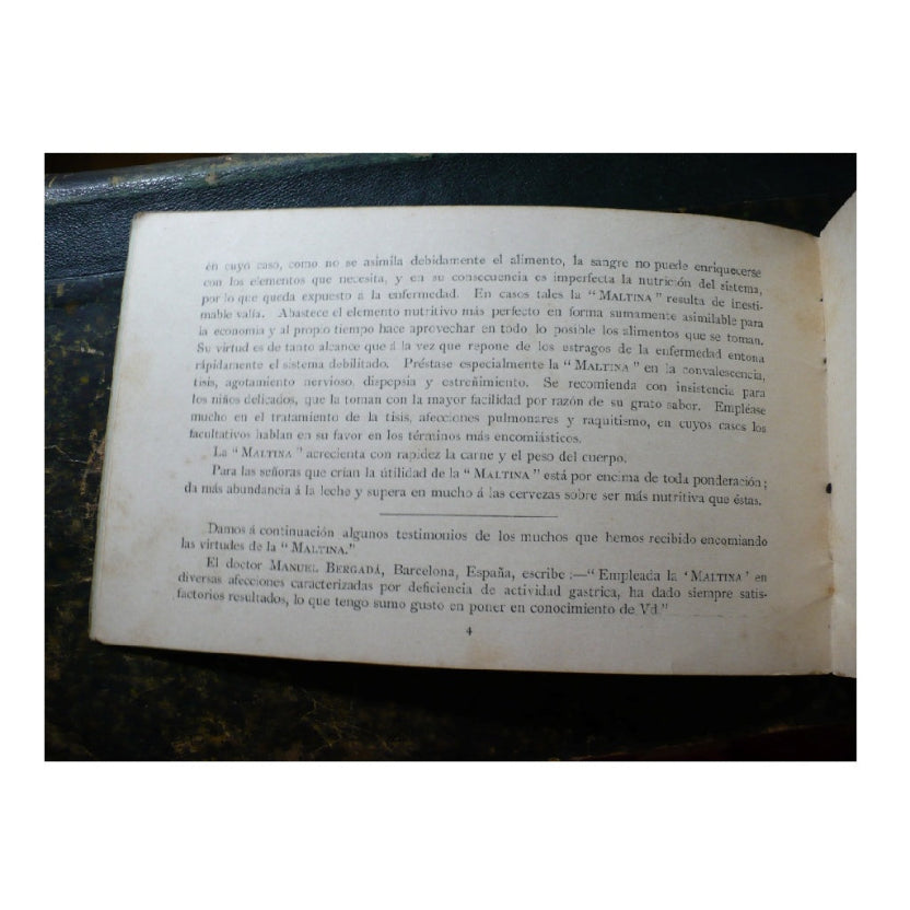 1890s Maltina Ilustraciones Advertising Pamphlet, European Sites, Spanish. Page four.