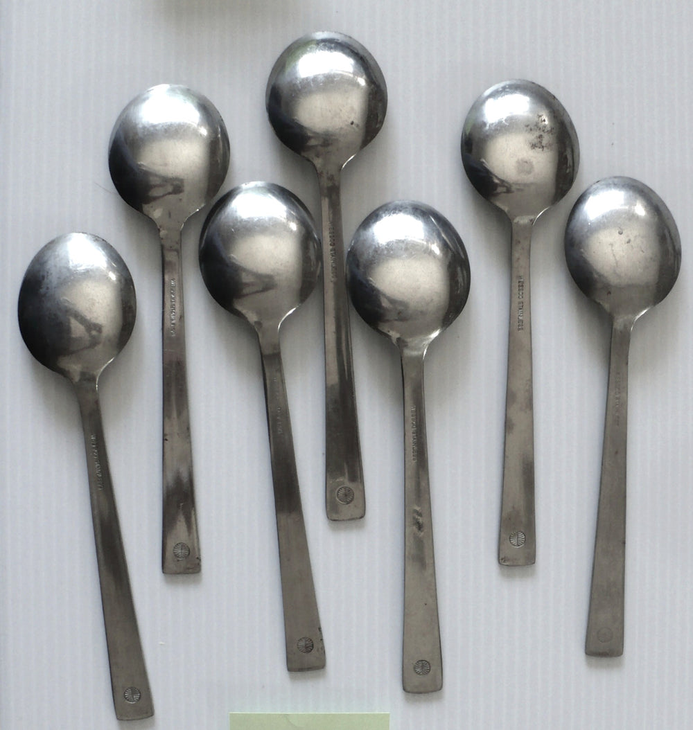 Vintage Pan Am Airlines Cutlery, spoons back view.