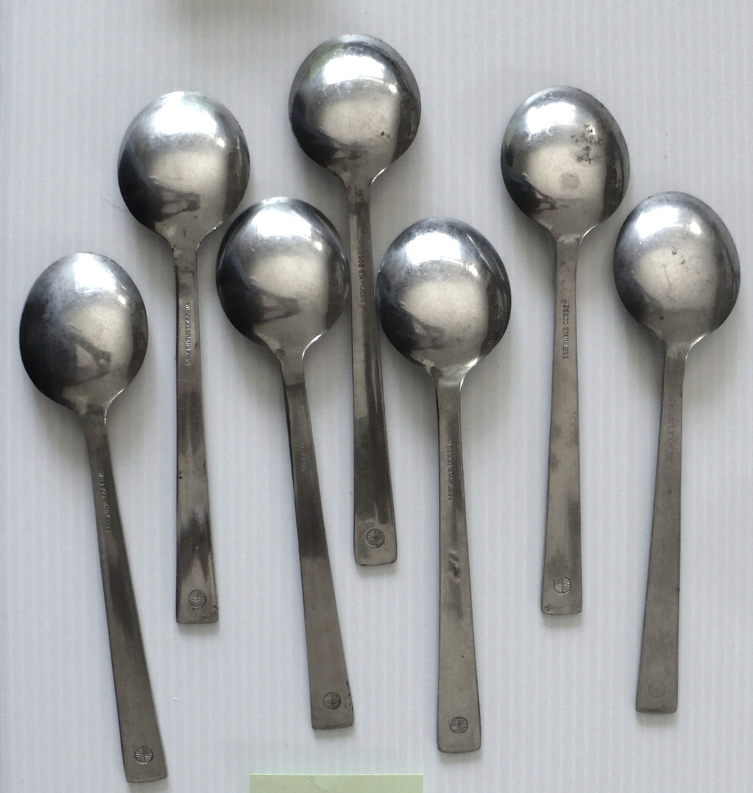 Vintage Pan Am Airlines Cutlery, spoons back view.