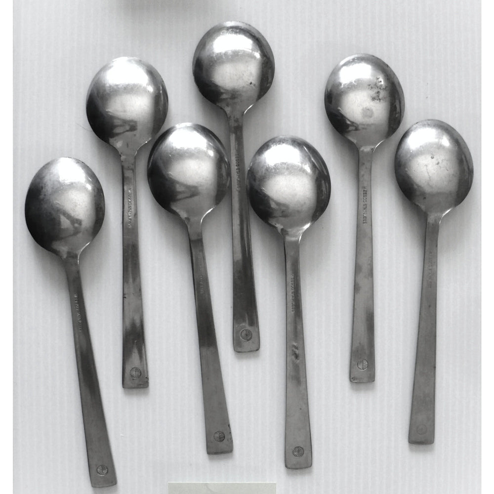 Pan Am Airlines Seven Dessert Spoons, Cutlery, 1970-1986.