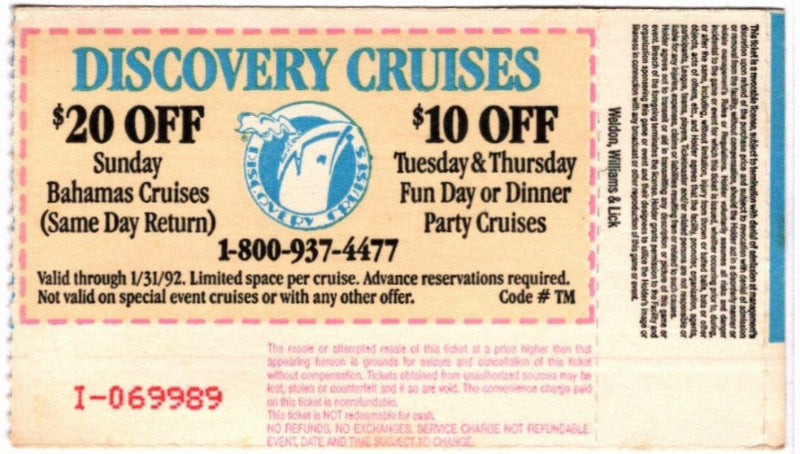 Pauly Shore The Future of America 1991 Ticket Stub, back.