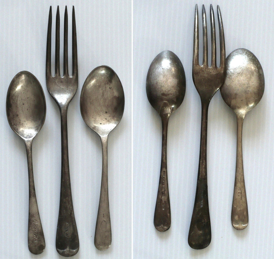 Vintage Qantas Airlines Cutlery, Fork Spoon, Australia Aviation Catering Collectible. front and back view.