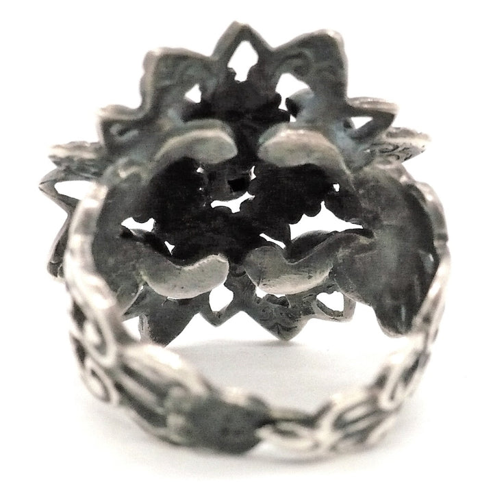 Vintage Silver Cannetille Floral Ring.