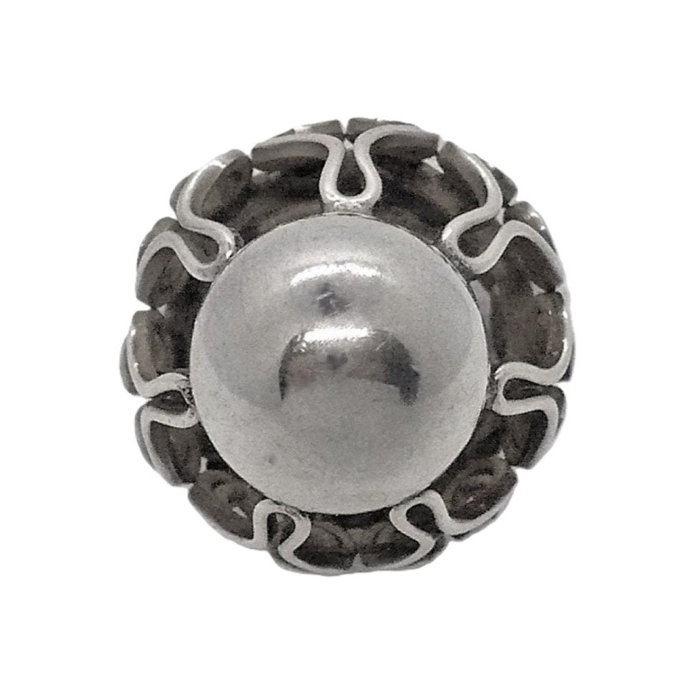 Size 8.5 Adj 1960s Groovy Silver Globe Statement Ring.