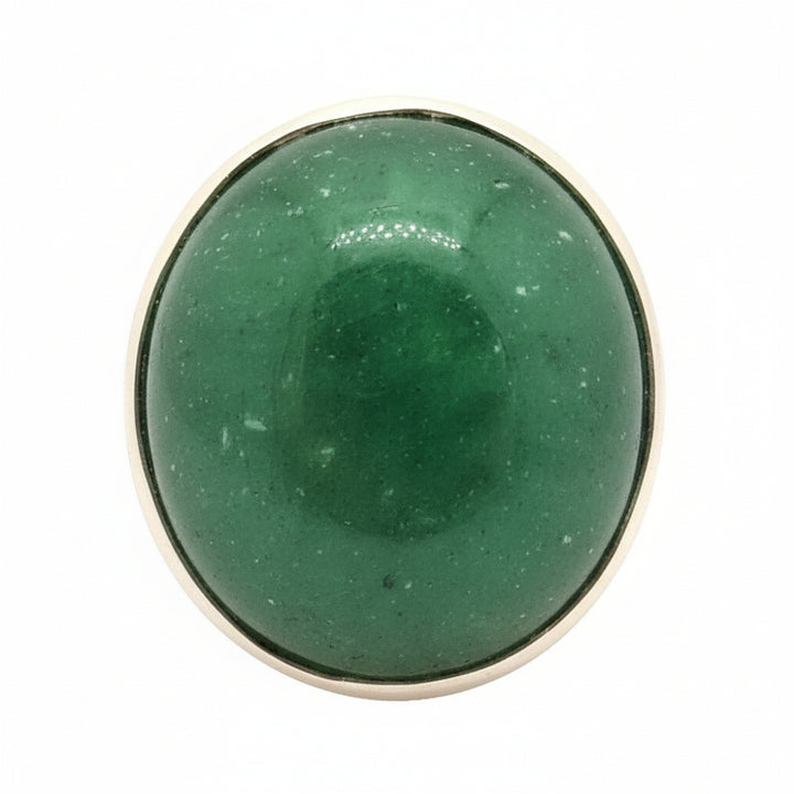 Size 8 Mens 1960s Aventurine Ring, Sterling Silver Modernist Dome Ring.