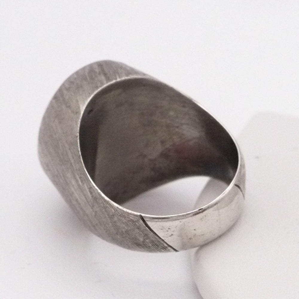 Size 8 Mens 1960s Aventurine Ring, Sterling Silver Modernist Dome Ring.