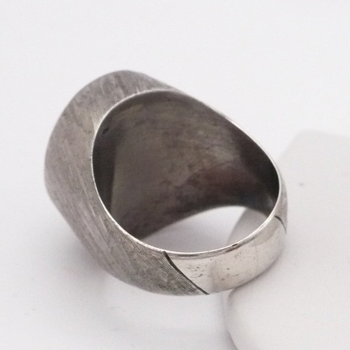 Size 8 Mens 1960s Aventurine Ring, Sterling Silver Modernist Dome Ring.