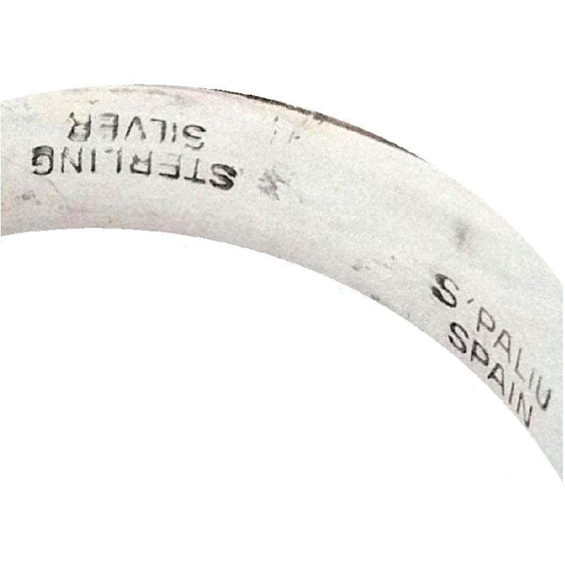 Enlarged image of hallmarks "Sterling silver, S'Paliu, Spain".