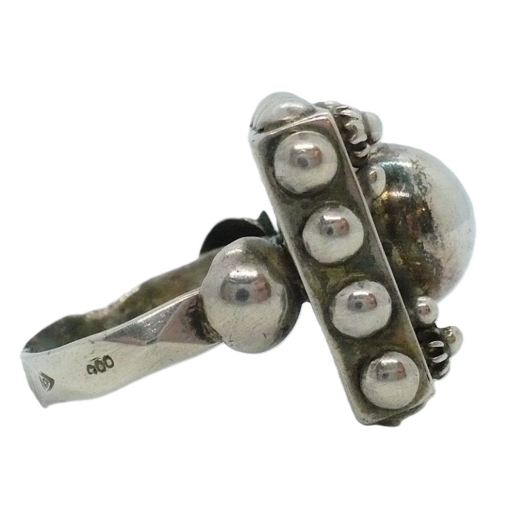 1960s Vintage Bohemian Rhapsody Enchanted Sphere Silver Statement Ring.
