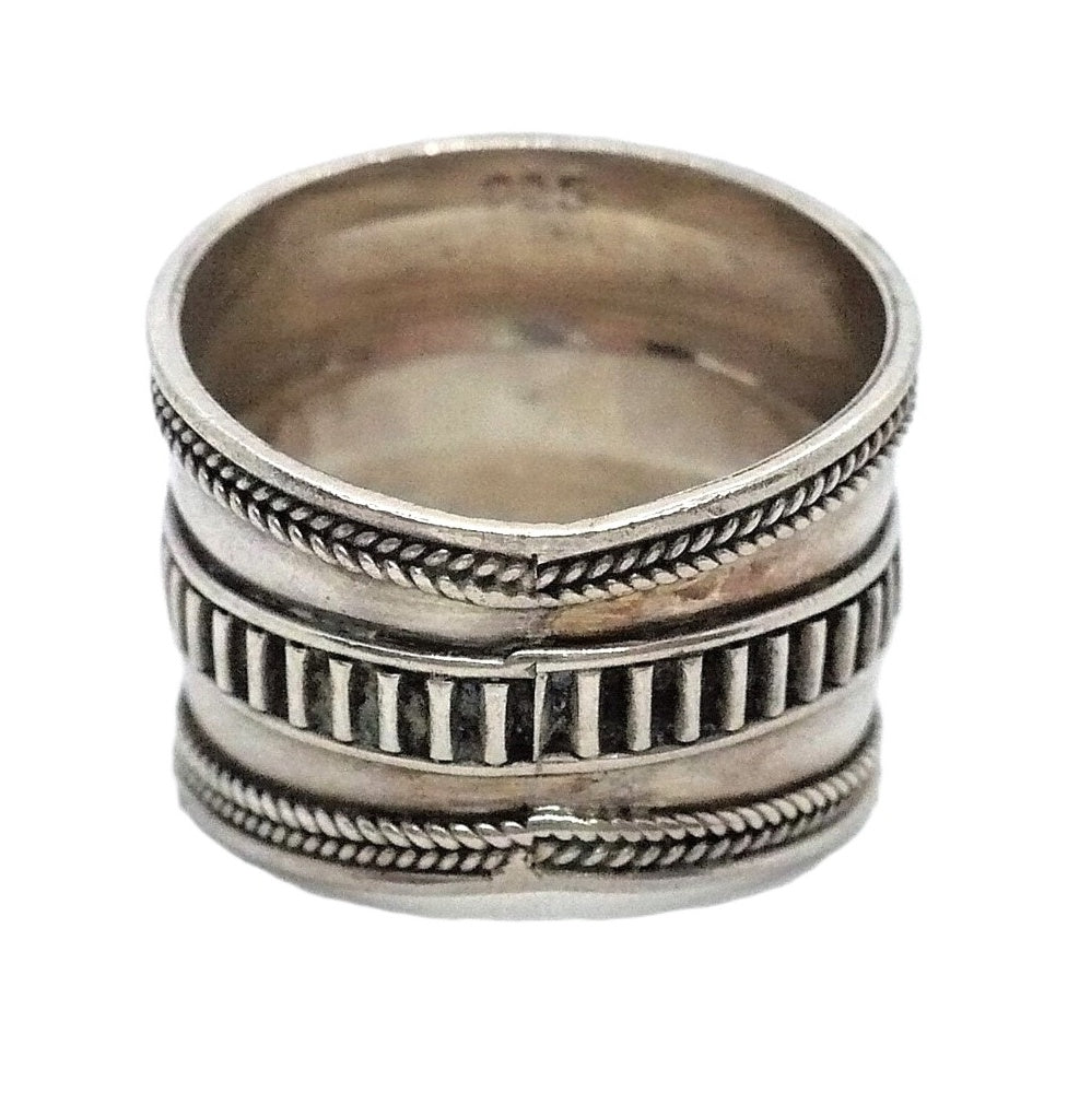 Vintage 1980s Roman-Inspired Sterling Silver Thumb Ring back view shows resizing seam.