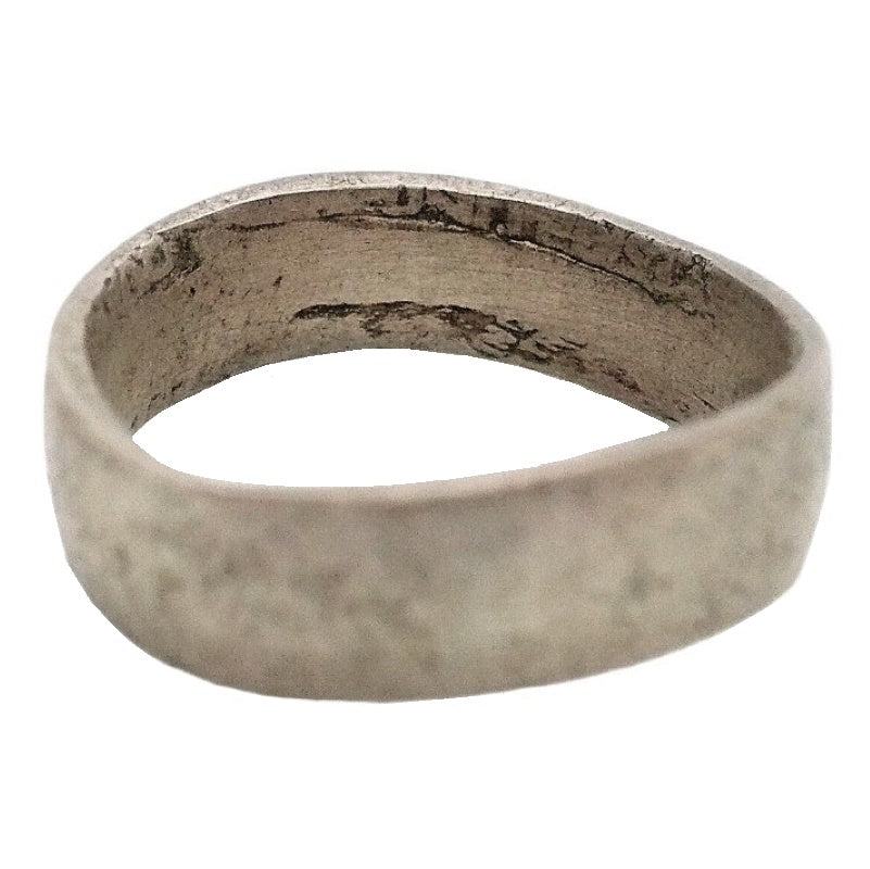 Liberty Coin Viking Style Wedding Band Ring 1980s Vintage Hand Forged, white background.