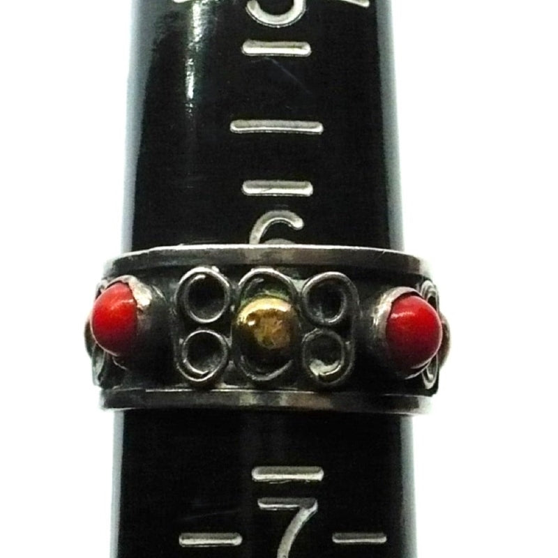 Festival-Ready Balinese Band Ring, Boho Chic Vintage Ring Size 6 1/2 on ring sizing mandrel.