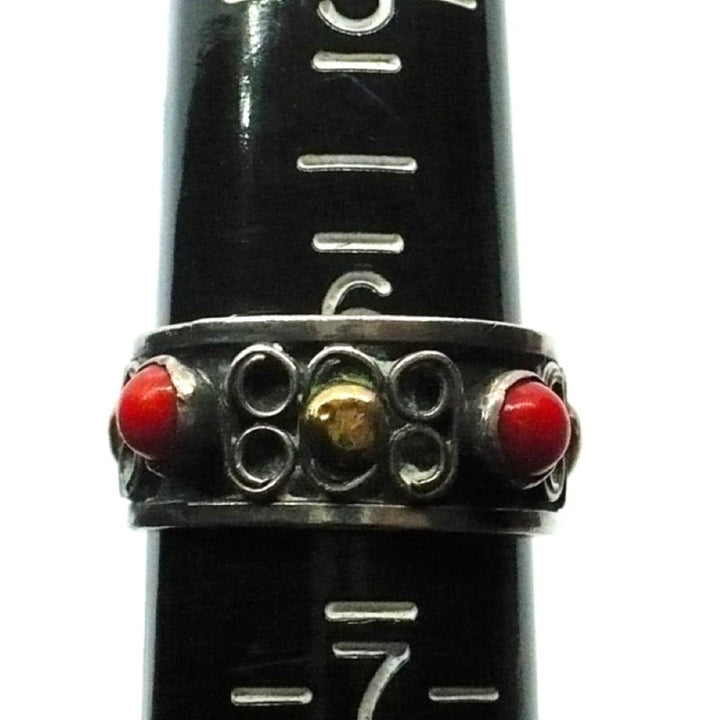 Festival-Ready Balinese Band Ring, Boho Chic Vintage Ring Size 6 1/2 on ring sizing mandrel.