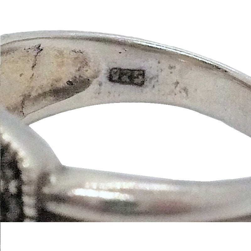 925 sterling silver hallmark on 1980s Vintage Post Modern Pyrite Sterling Silver Statement Ring..