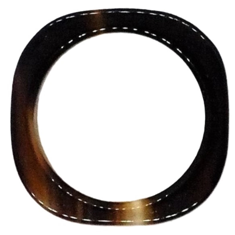 1960s Vintage Carved Hololith Squared Brown Agate Band Ring, white background.