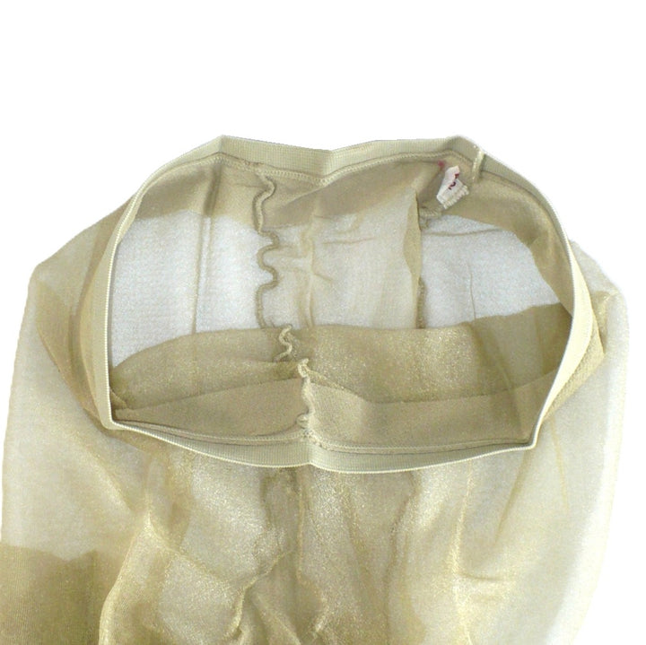 1980s Vintage Metallic Platinum Tights Sheer To Waist Stockings Hosiery.