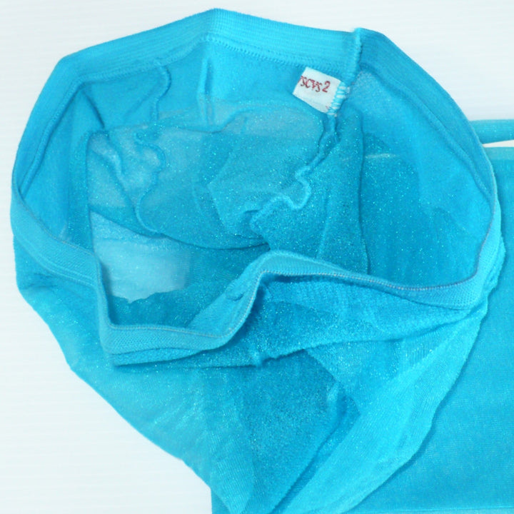 1980s Vintage Shimmering Turquoise Stockings Medium New Wave Punk. 