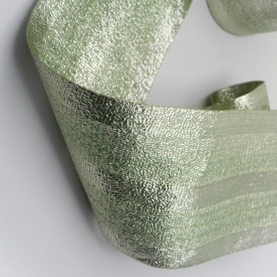 1920s Metallic Chartreuse Lamé Ribbon 3" Wide.