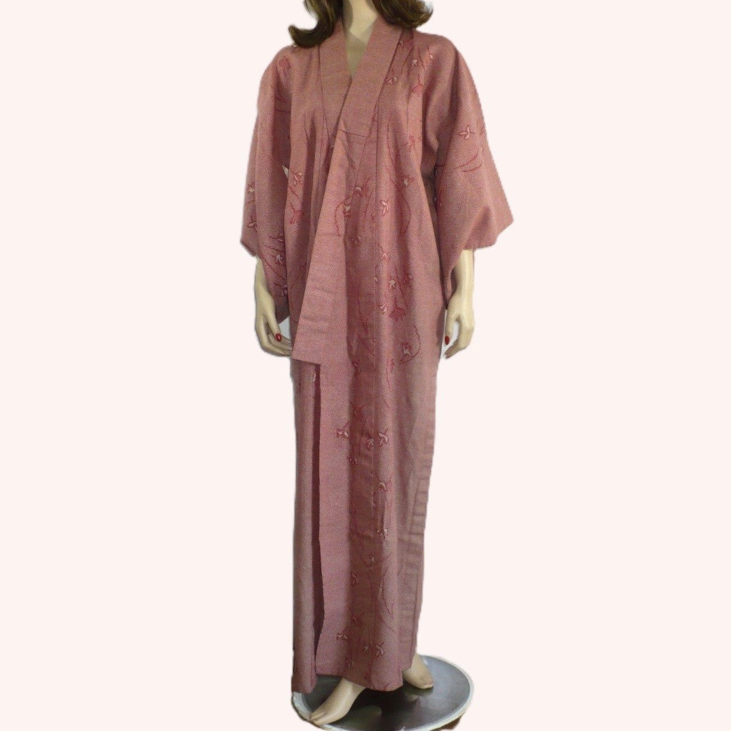 1970s-1980s Japanese Hitoe Kimono, Zha-Ran Textile, front view.