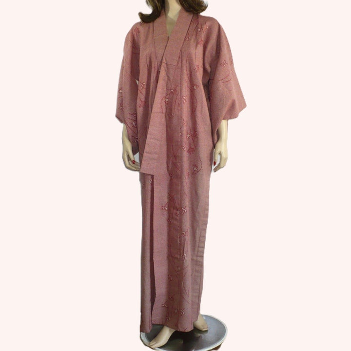 1970s-1980s Japanese Hitoe Kimono, Zha-Ran Textile, front view.